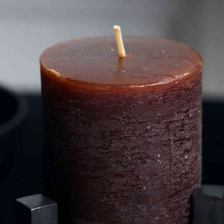 Rustic Pillar Candle | Cognac | Set of 2