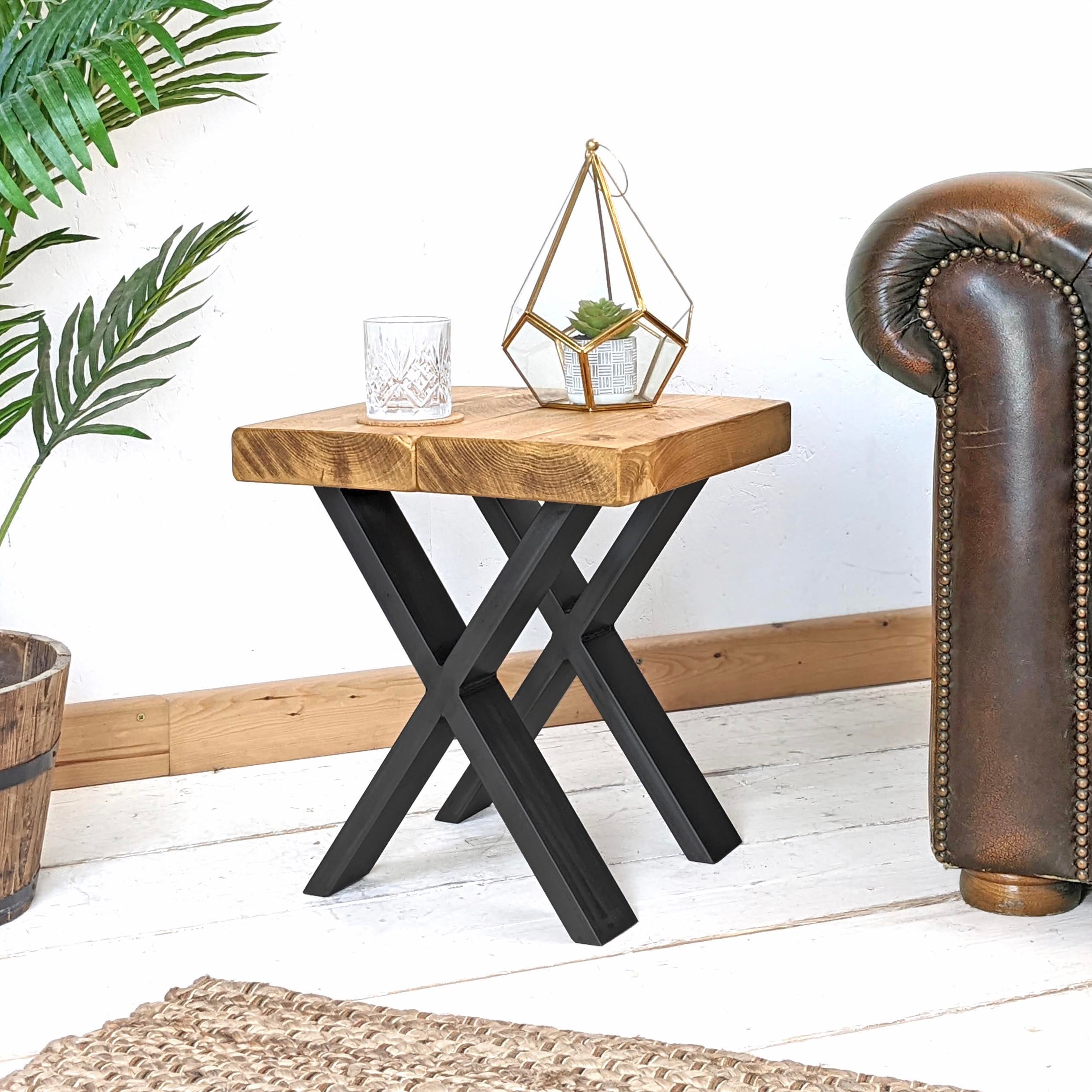 Rustic Wooden Side Table XFrame Ben Simpson Furniture