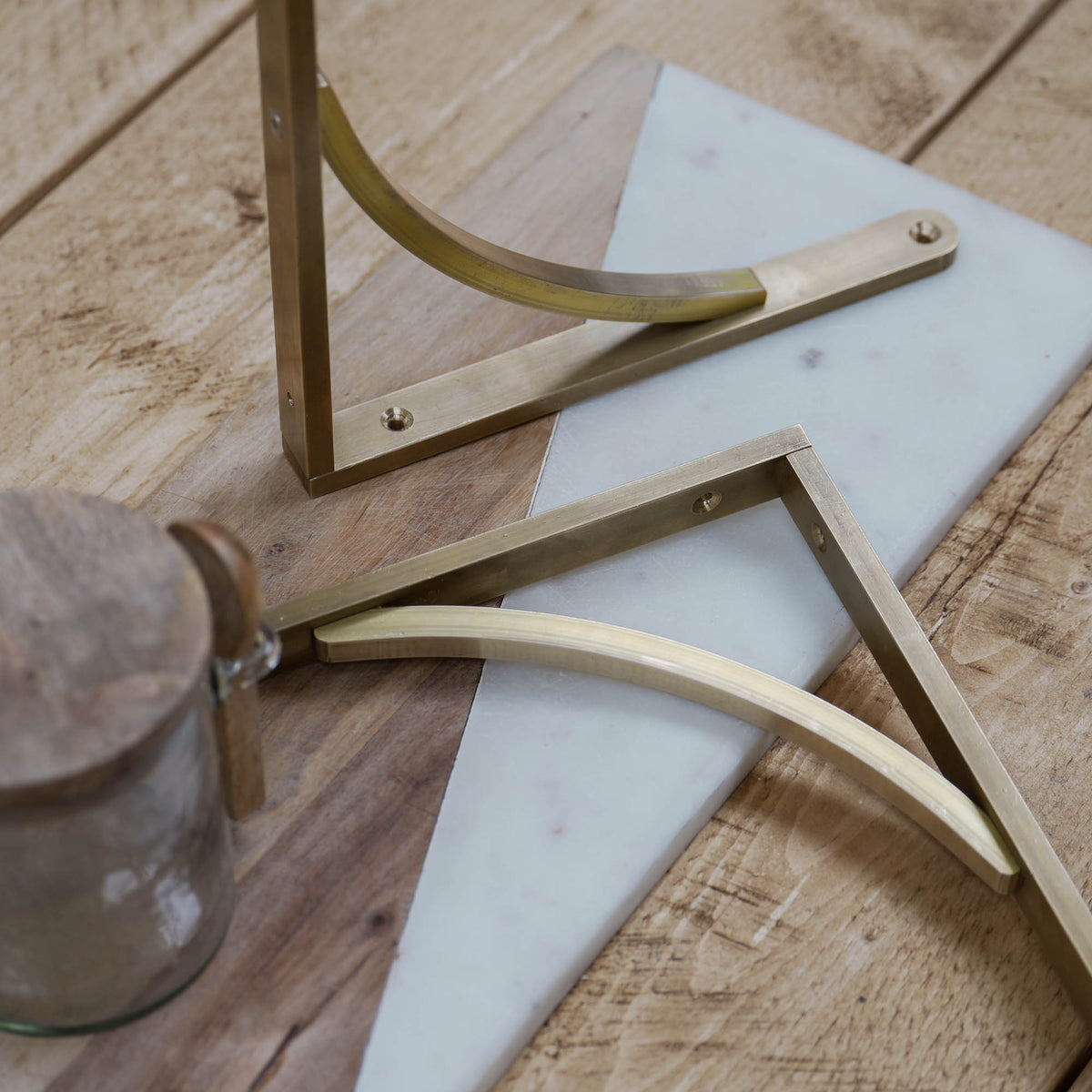 Handmade Brass Bracket Shelf | Thin 30cm depth