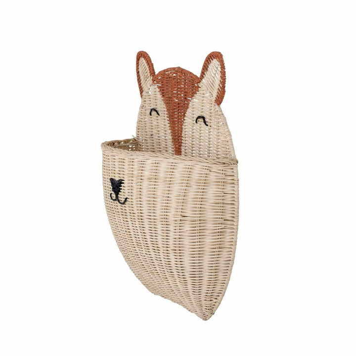 Children's Wall Basket | Cute Rattan Fox