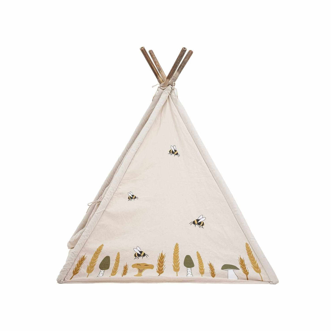 Children's Natural Teepee | Cotton Base | 4 Bamboo Posts