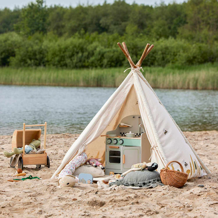 Children's Natural Teepee | Cotton Base | 4 Bamboo Posts