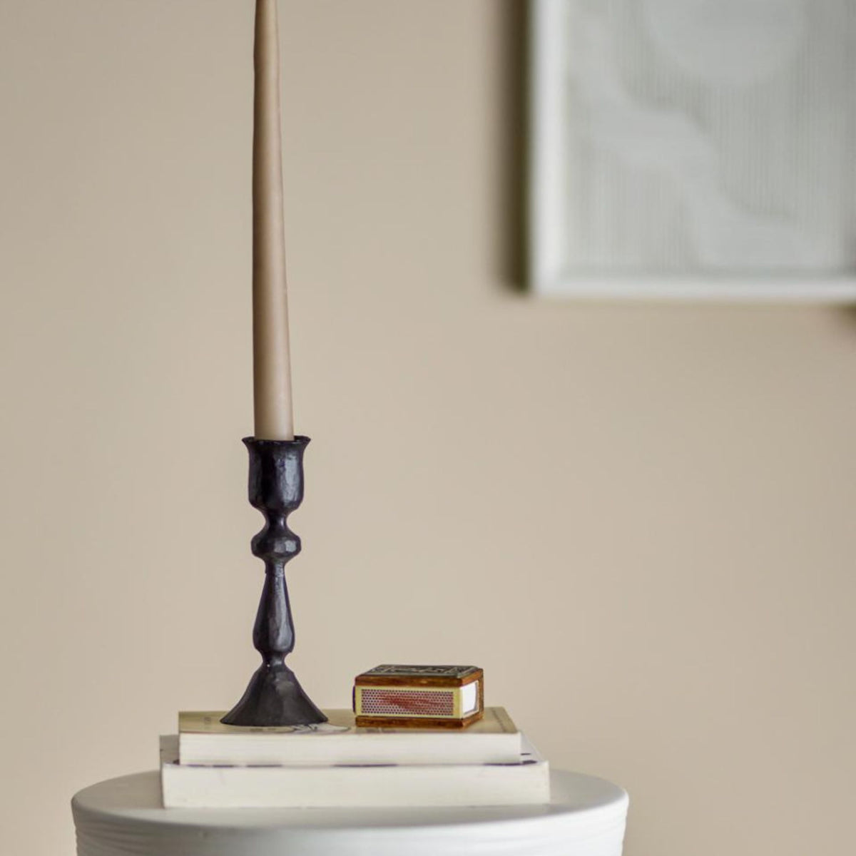 Rustic Candle Holder | Black Zinc