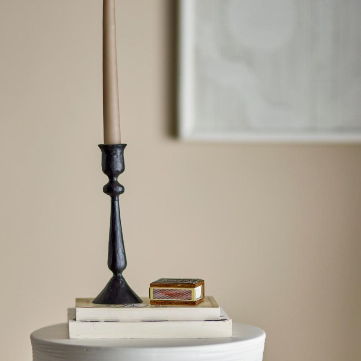 Rustic Candle Holder | Black Zinc
