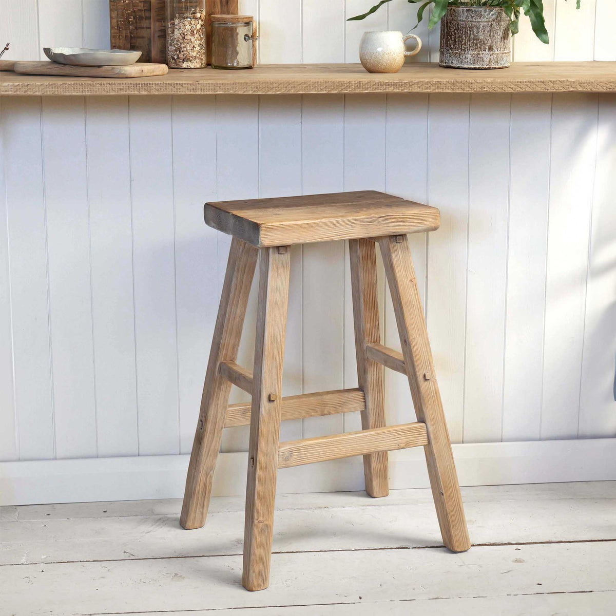 Reclaimed Wooden Bar Stool