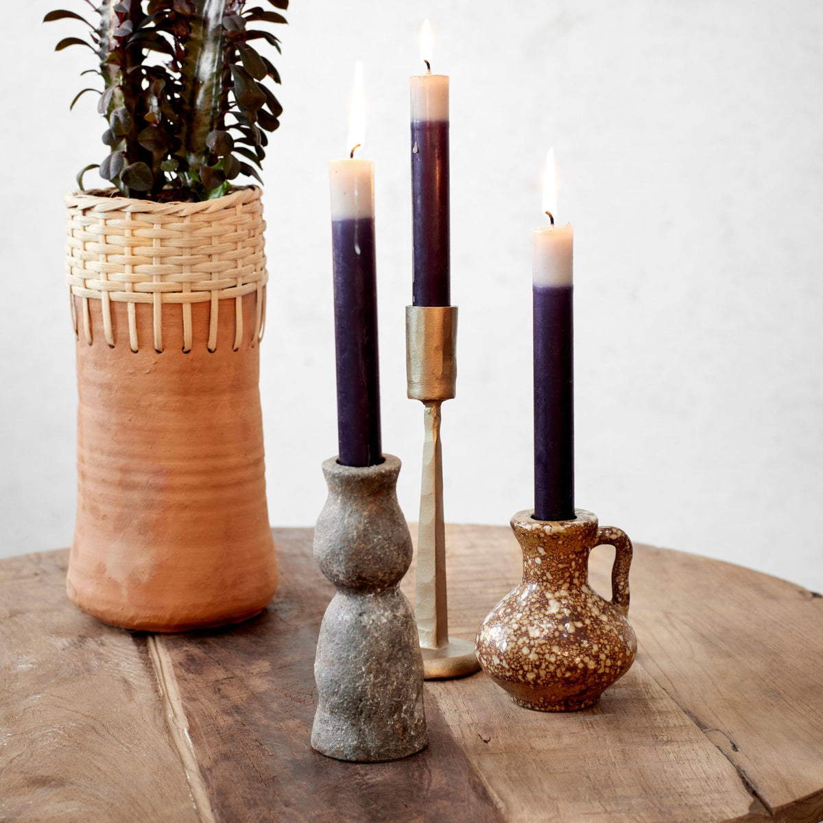 Stoneware Candle Stand | Rust
