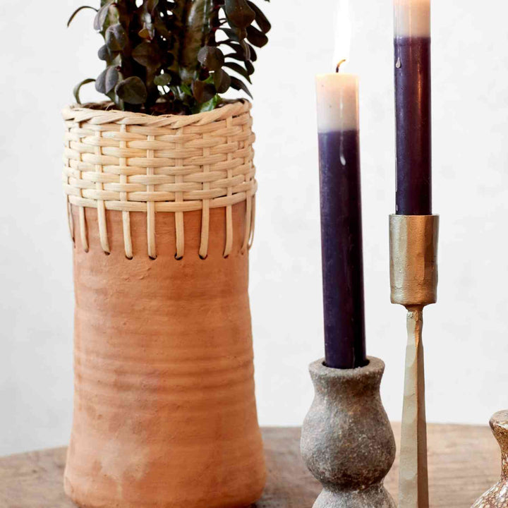 Terracotta & Bamboo Vase