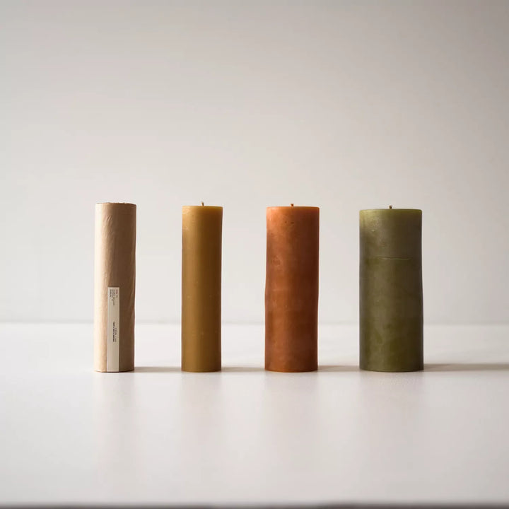 Organic Beeswax Pillar Candles | Handmade | Camel