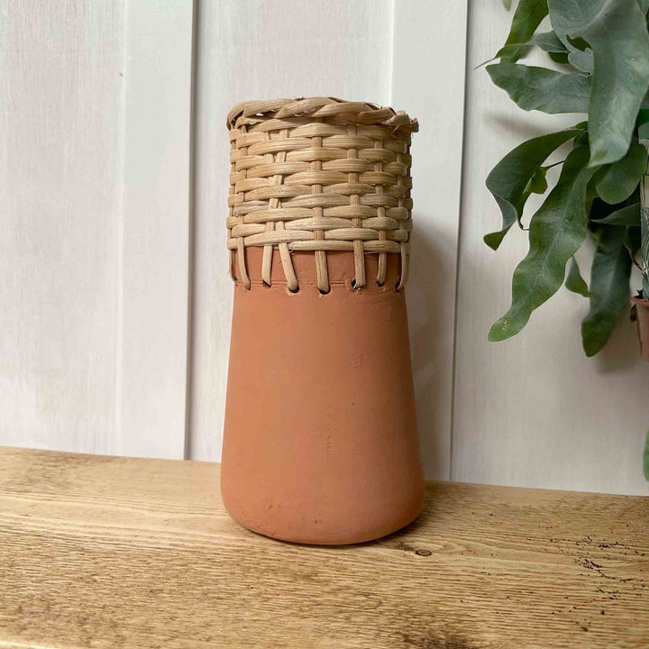 Terracotta & Bamboo Vase