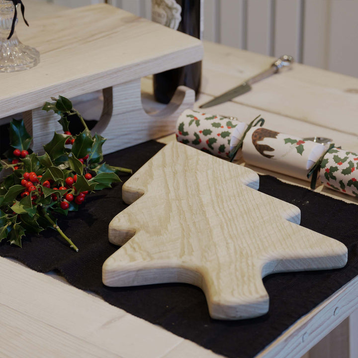 Rustic Christmas Tree Serving Board | Solid Ash