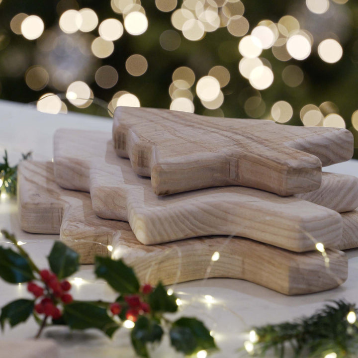 Rustic Christmas Tree Serving Board | Solid Ash