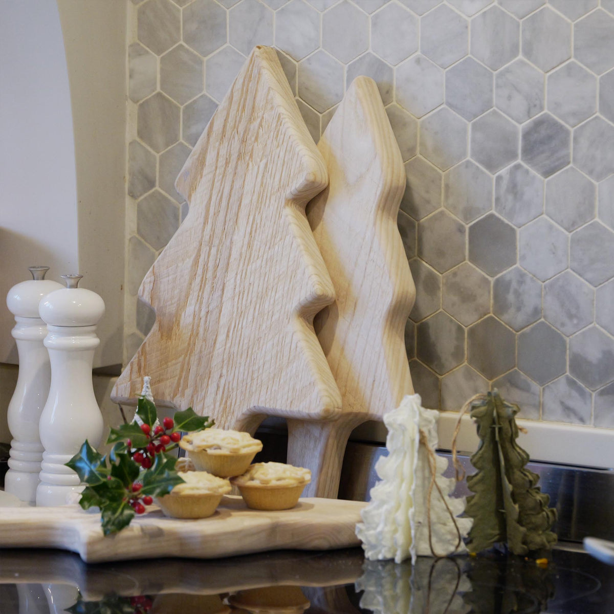 Rustic Christmas Tree Serving Board | Solid Ash