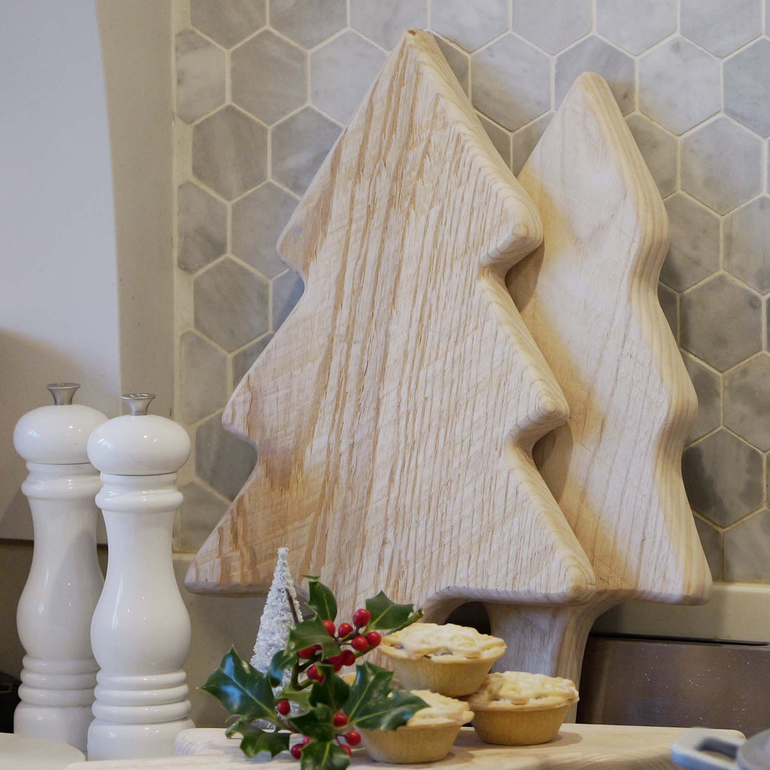 Rustic Christmas Tree Serving Board | Solid Ash