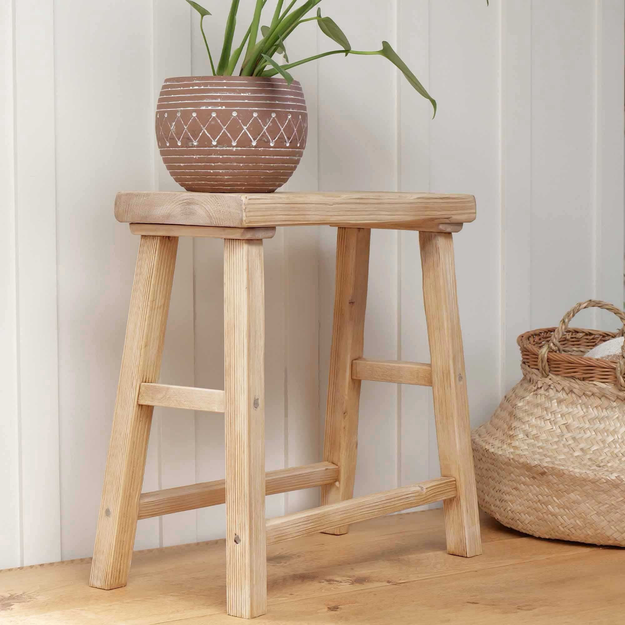 Rustic Reclaimed Wooden Stool | Aged Brown â Ben Simpson Furniture