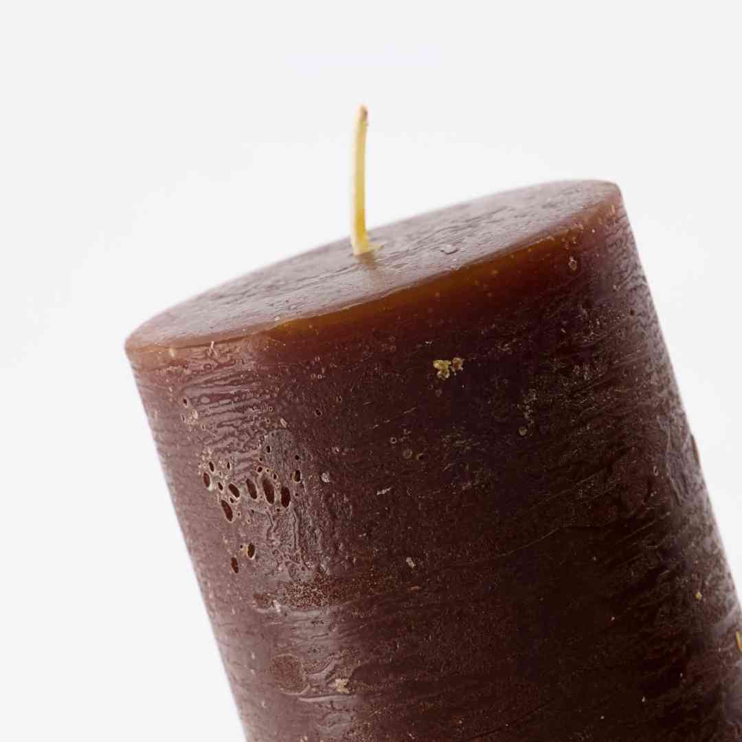 Rustic Pillar Candle - Set of 2 | Cognac