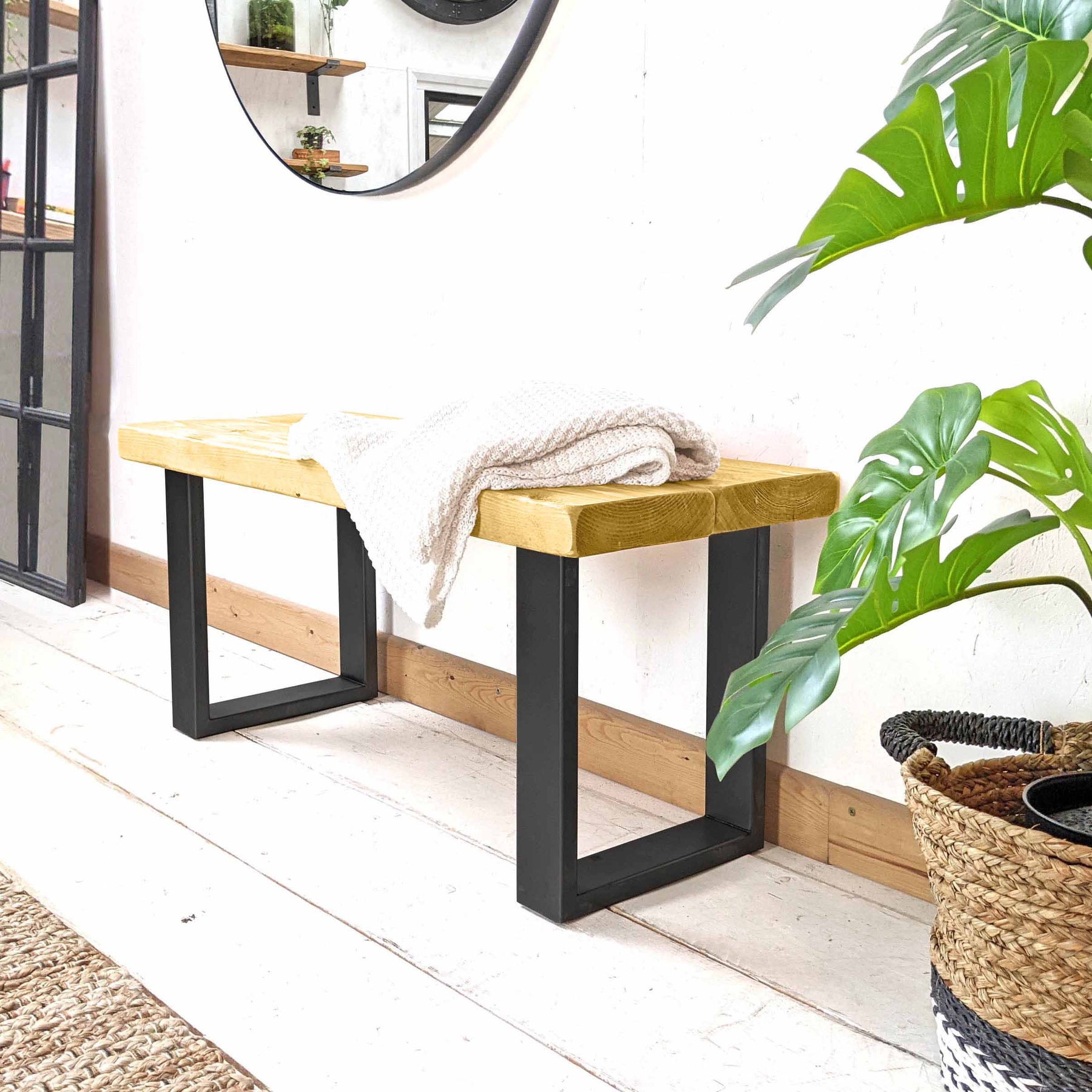 Rustic Hallway Wooden Bench | Square – Ben Simpson Furniture