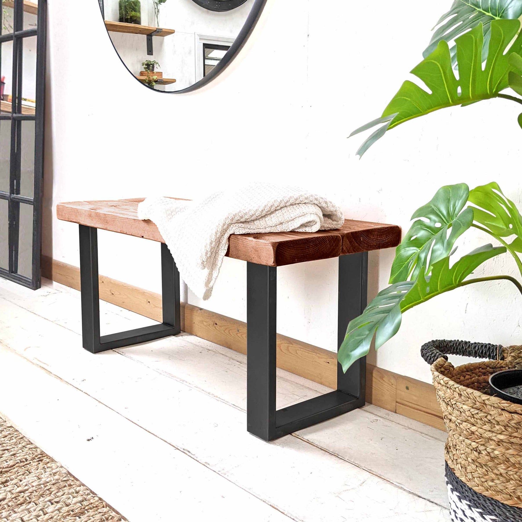 Rustic Hallway Wooden Bench | Square – Ben Simpson Furniture