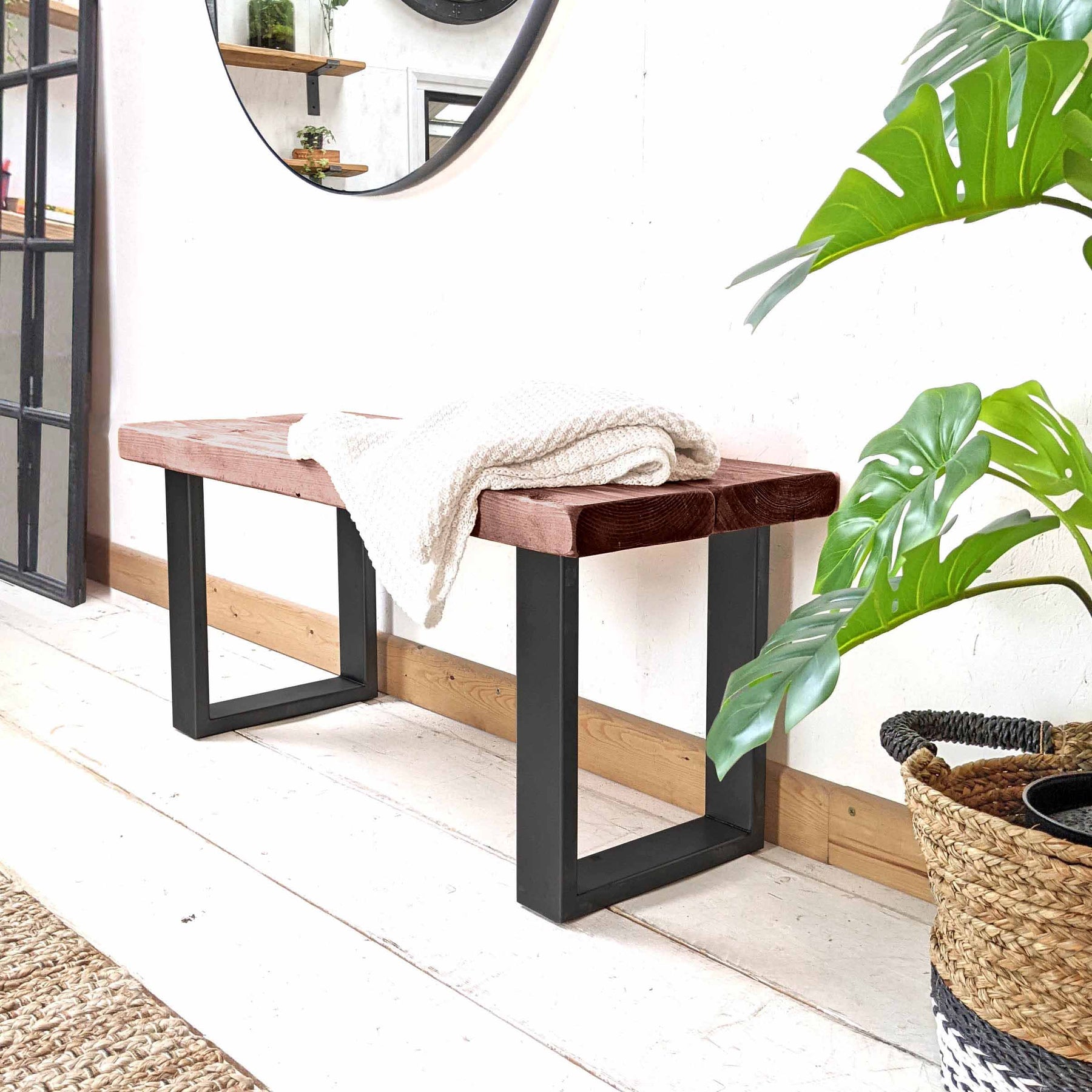 Rustic Hallway Wooden Bench | Square – Ben Simpson Furniture