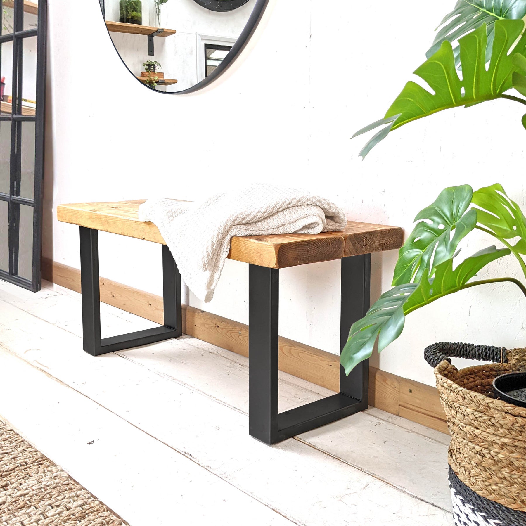 Rustic Hallway Wooden Bench | Square – Ben Simpson Furniture