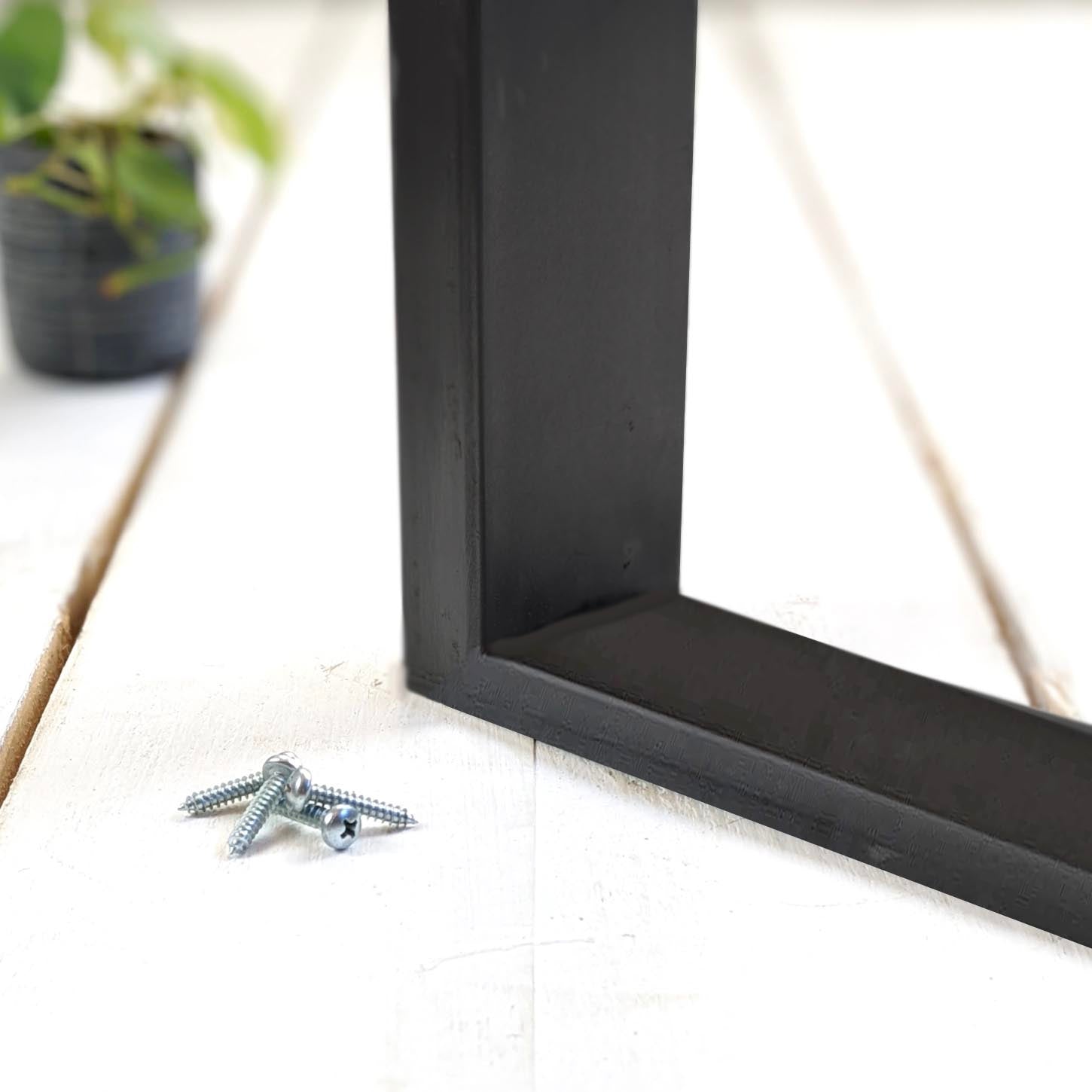 Wooden Outdoor Rustic Garden Bench | Square Metal Legs – Ben Simpson ...