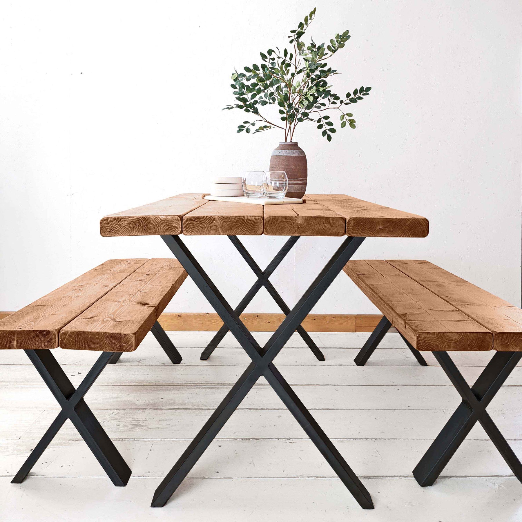 Rustic Furniture Set | X Frame Metal Legs – Ben Simpson Furniture