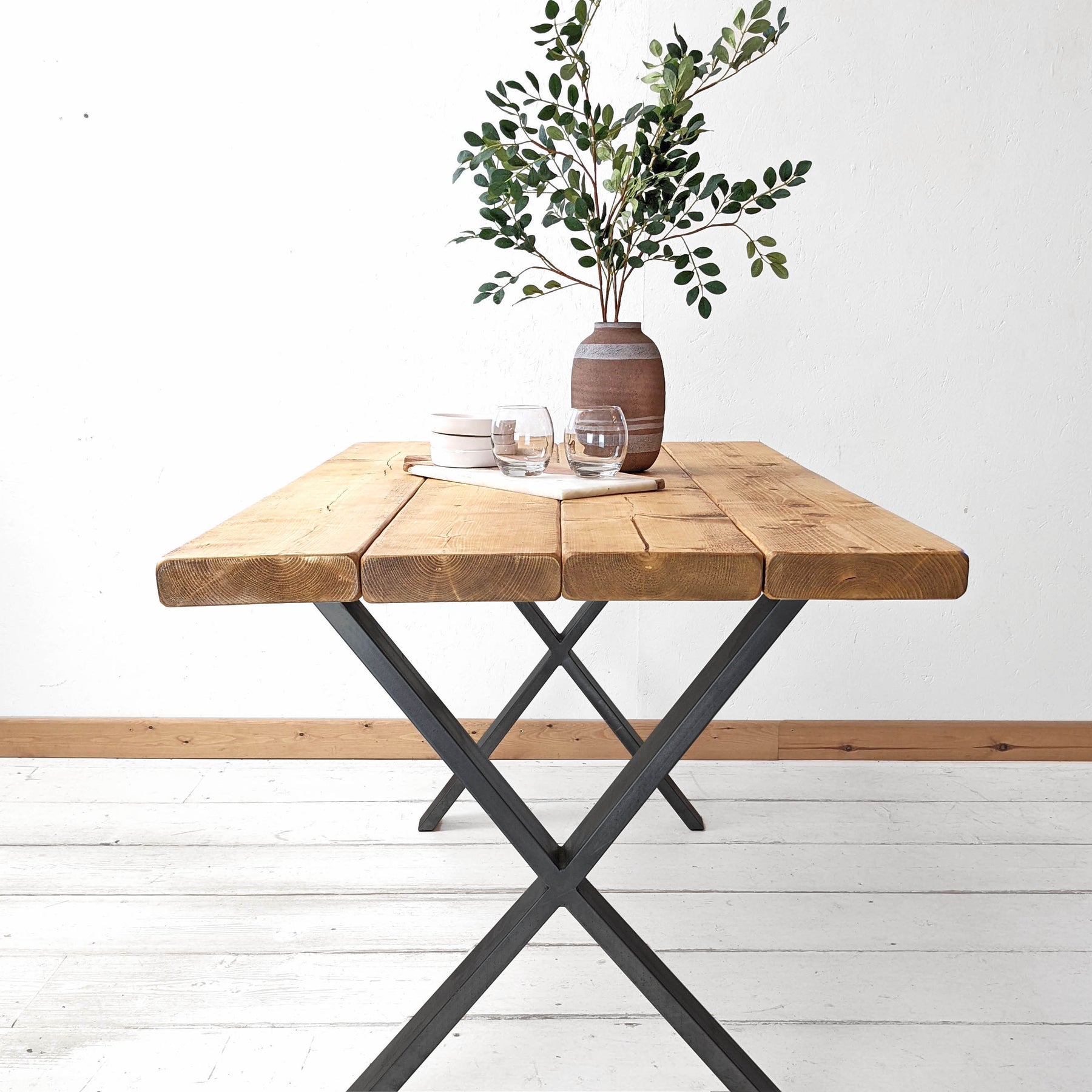 Rustic Furniture Set | X Frame Metal Legs – Ben Simpson Furniture